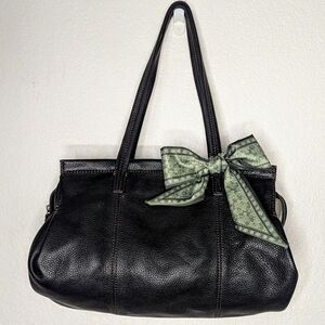 J. Jill Textured Pebbled Genuine Soft Leather Shoulder‎ Style Handbag Black